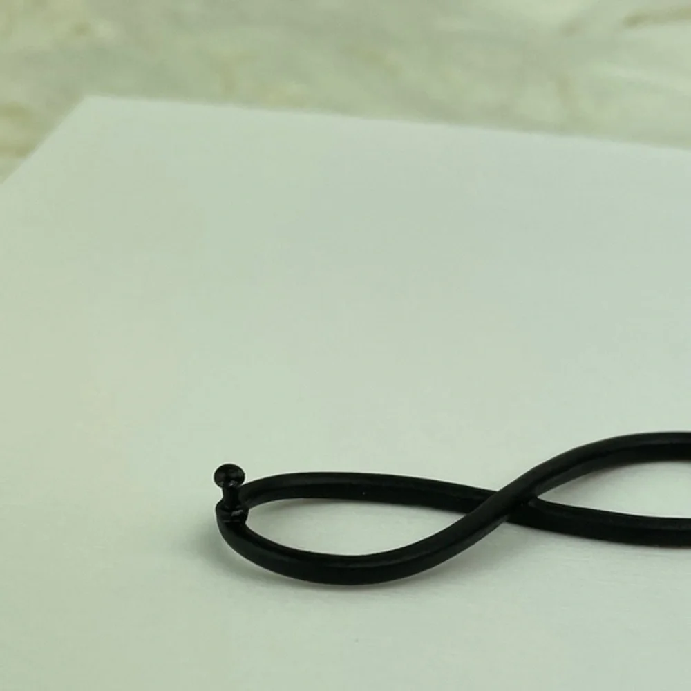 Infinity Symbol Hair Barrette Distressed Black Metal‎